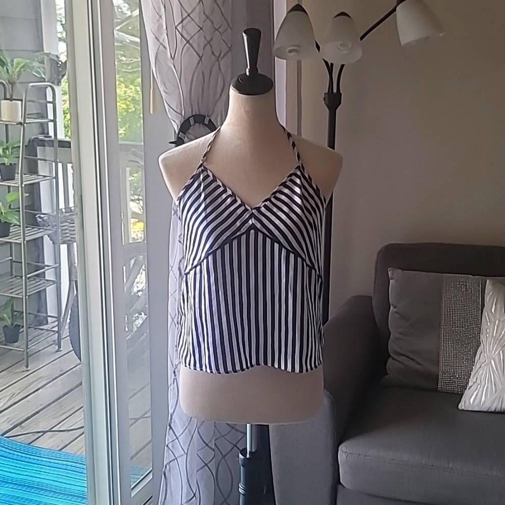 I.N.C white and dark blue blouse size s
